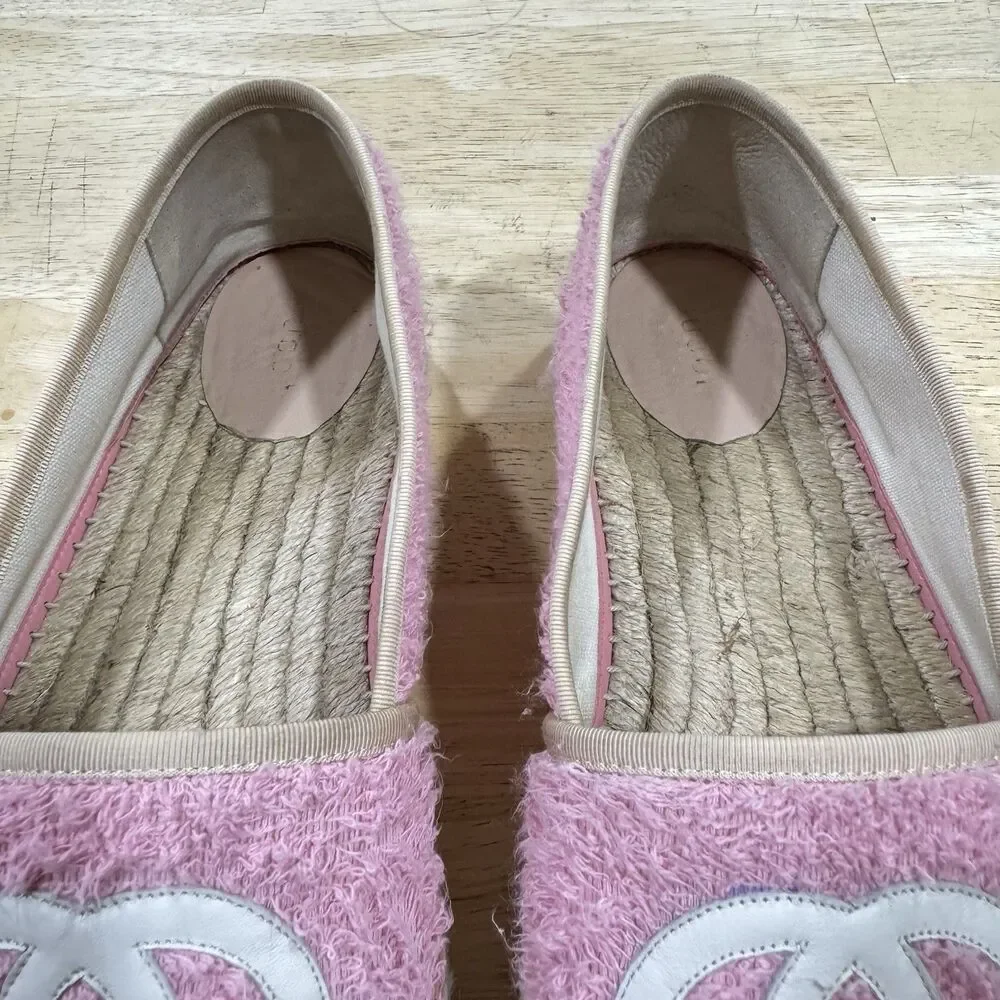 Gucci Monogram Espadrilles Terry Cotton Pink 41/US11 Loafers Preppy Coastal EUC